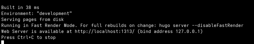 Hugo Command Output